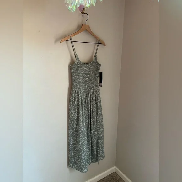 Cottage Prairie Sage Green Basque Bodice Spaghetti Strap Dress Size Small - Picture 6 of 10